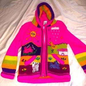 Size 6 pink embroidered zip up sweater
